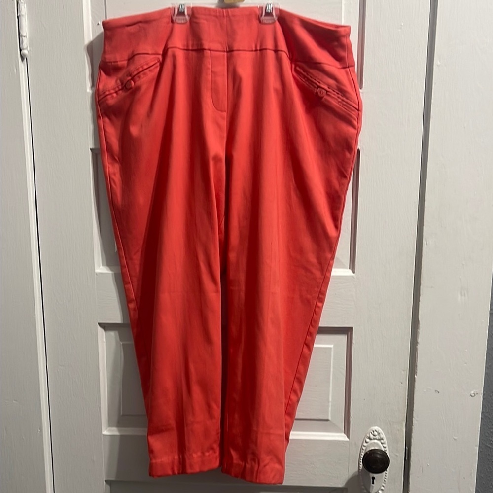 Bright Coral High-Waisted Pants